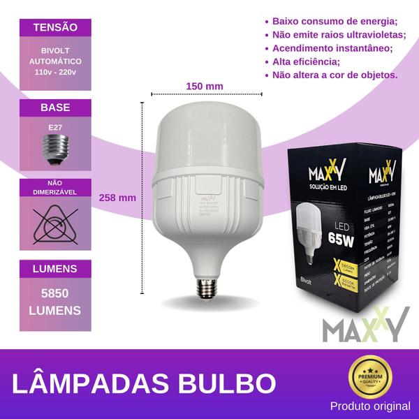 Imagem de Lâmpada Bulbo LED Maxxy 65W 5850lm E27 Branco Frio 6500K