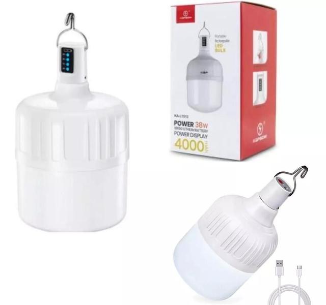 Imagem de Lâmpada Bulbo Recarregável Com Led Portátil 38w Com Suporte