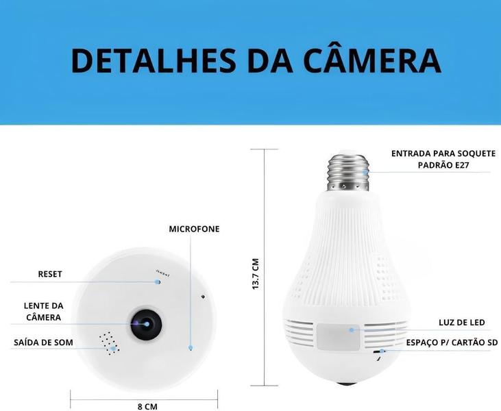 Imagem de Lâmpada Câmera 360 Microfone Alarme E Sensor Presença