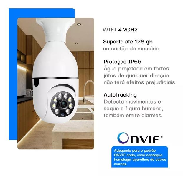 Imagem de Lampada Camera Ip Seguraça 360 Panoramica Espia Wifi