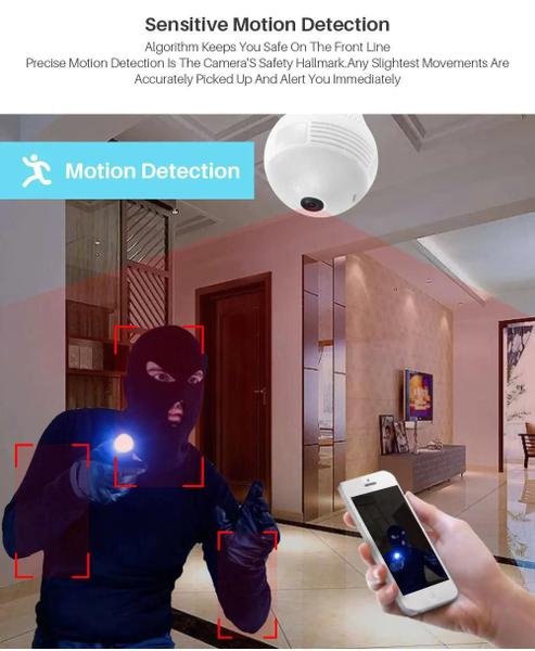 Imagem de Lâmpada Câmera Led Wifi Ip Hd Panorâmica 360º Espiã B