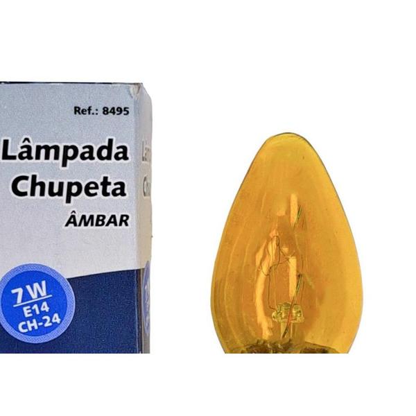 Imagem de Lampada Chupeta Brasfort 7Wx127V. E14 Ambar ./ Kit Com 25 Peças