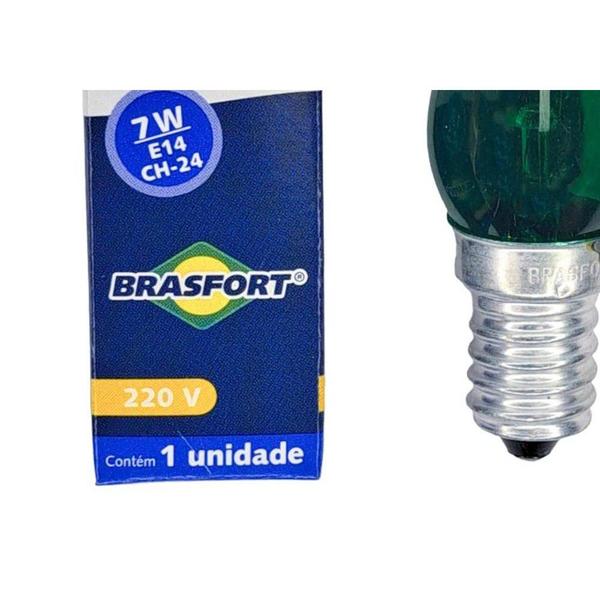 Imagem de Lampada Chupeta Brasfort 7Wx220V. E14 Verde - Kit C/25 Pecas