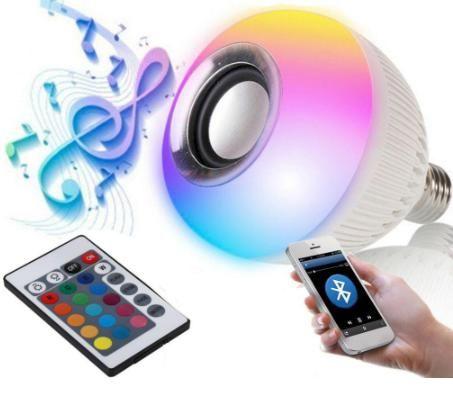 Imagem de Lâmpada Colorida Giratória Globo de Luz Musica Bluetooth Caixa Som Com Controle