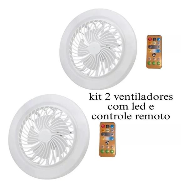 Imagem de Lâmpada com ventilador 5 hélices 48 watts de potência kit com 2 peças com controle remoto