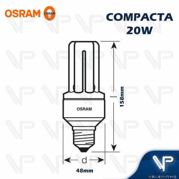 Imagem de Lâmpada compacta 3u osram 20w 220v 6500k(branco frio)e27 duluxstar