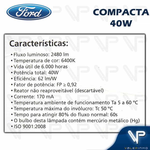 Imagem de Lâmpada compacta espiral 40w 220v 6400k(branco frio)e27 kit10