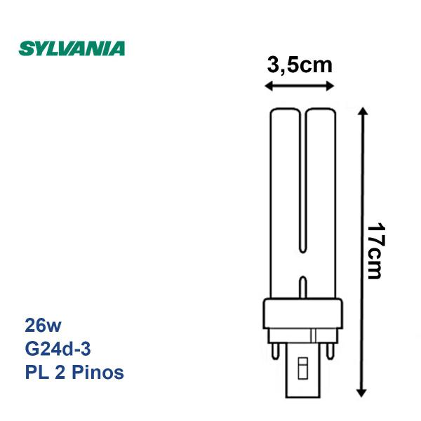 Imagem de Lâmpada Compacta Fluor PL 2 Pinos 26w Neutro 4000K G24d-3