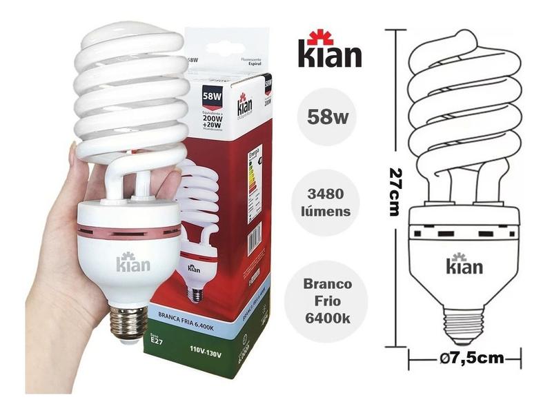 Imagem de Lâmpada Compacta Fluorescente Espiral 58W 127V Branco Frio