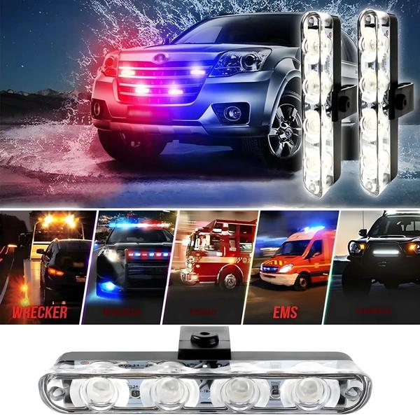 Imagem de Lâmpada de Aviso de Emergência para Carro 12V - 16 LEDs Piscantes - Luz de Grade Policial