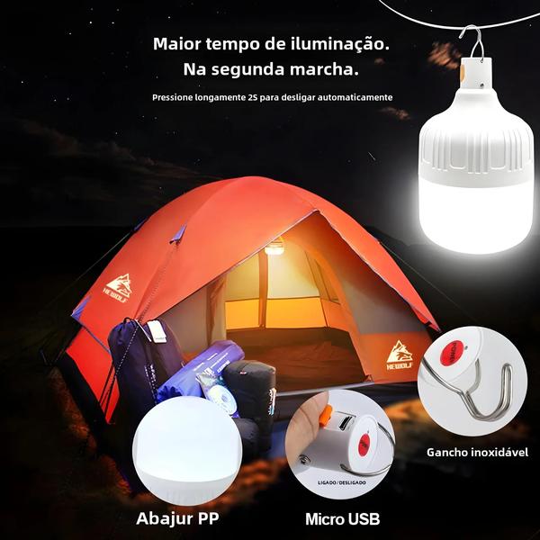 Imagem de Lâmpada de Camping Recarregável LED Portátil - Lanterna de Emergência para Piquenique e Tenda