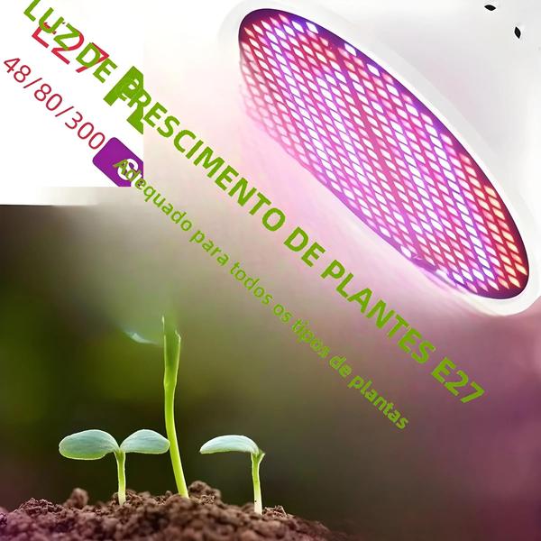 Imagem de Lâmpada de Crescimento LED para Plantas - Espectro Completo Vermelho e Azul - Soquete E27