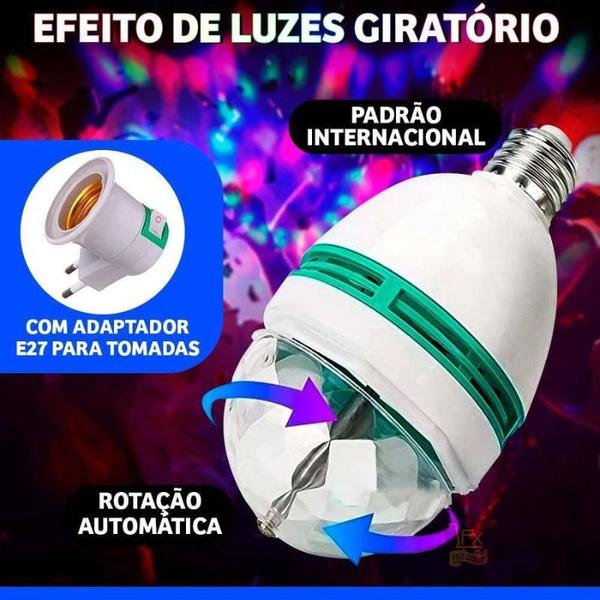 Imagem de Lâmpada de Festa Colorida Giratória Rotativa Ambiente Festivo com Iluminação LED Jogo de Luzes Bivolt 110/220V