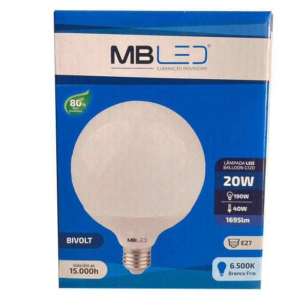 Imagem de Lâmpada de Led Balloon G120 E27 20W 6500K Bivolt - MB Led - MLP5008