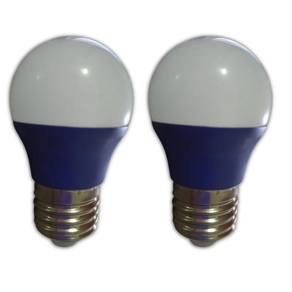 Imagem de Lâmpada De Led Bolinha E27 3w Bivolt Azul Sadokin Kit C/ 2