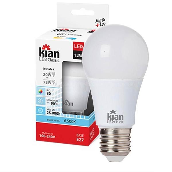 Imagem de Lâmpada de LED Bulbo Luz Branca 12W 6.500k Bivolt - Kian