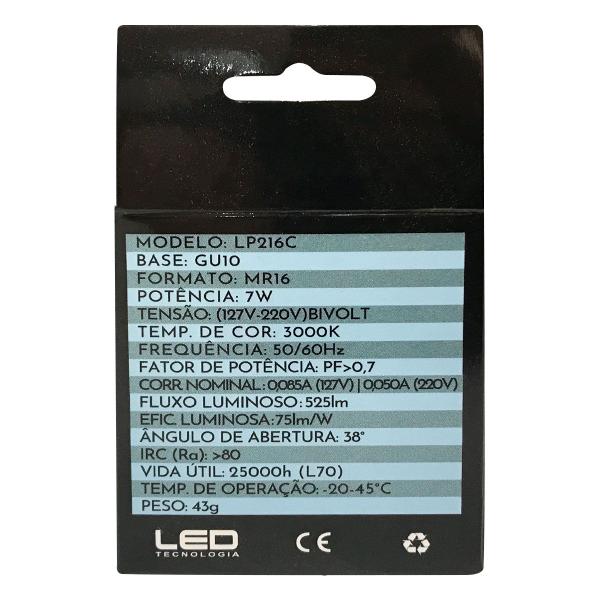 Imagem de Lâmpada de Led Dicroica 7W 3000K 38 Dimerizavel Bivolt - LEDPRO - LP216C