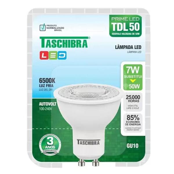 Imagem de Lâmpada De Led Dicróica Mr16 6500k 7w Gu10 Taschibra