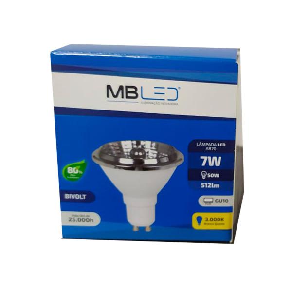 Imagem de Lâmpada de Led GU10 AR70 7W 3000k Bivolt - MB Led - MLP5049