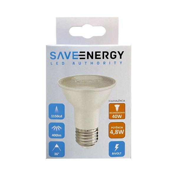 Lâmpada de Led PAR20 4,8W 4000K 36 E27 Bivolt - Save Energy - SE-110.2993 Imagem de Lâmpada de Led PAR20 4,8W 4000K 36 E27 Bivolt - Save Energy - SE-110.2993