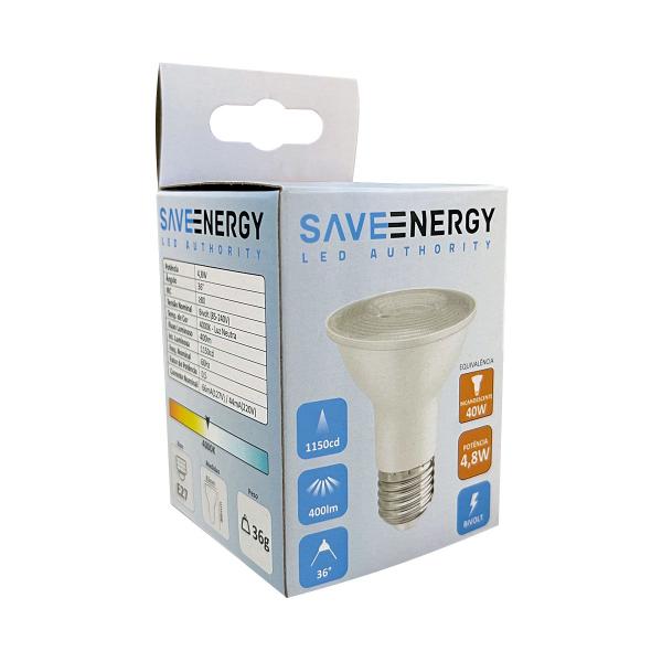 Lâmpada de Led PAR20 4,8W 4000K 36 E27 Bivolt - Save Energy - SE-110.2993 Imagem de Lâmpada de Led PAR20 4,8W 4000K 36 E27 Bivolt - Save Energy - SE-110.2993