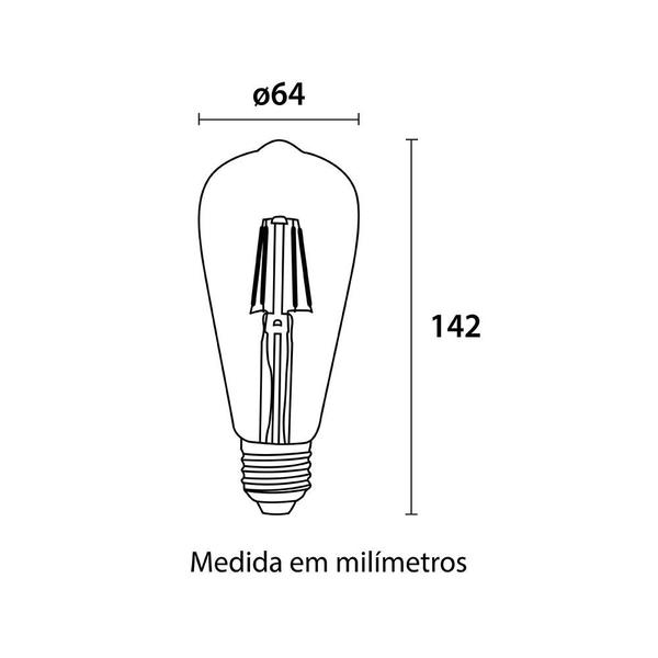 Imagem de Lampada de Led Vintage Pera St64 4w / 2200k Bivolt Amarela Blumenau Iluminacao