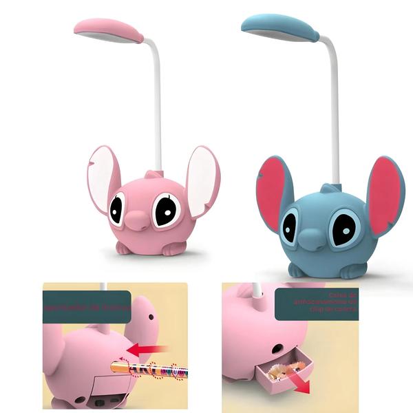 Imagem de Lâmpada de Mesa Dobrável Lilo & Stitch LED - Recarregável via USB com Apontador de Lápis