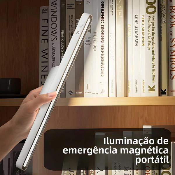 Imagem de Lâmpada de Mesa LED Magnética Recarregável via USB - Com Ajuste de Brilho e Luz Noturna