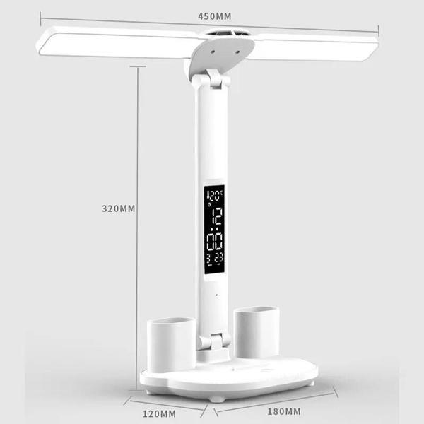 Imagem de Lâmpada de Mesa LED Recarregável com 2 Cabeças Rotativas - Ajustável e Dobrável