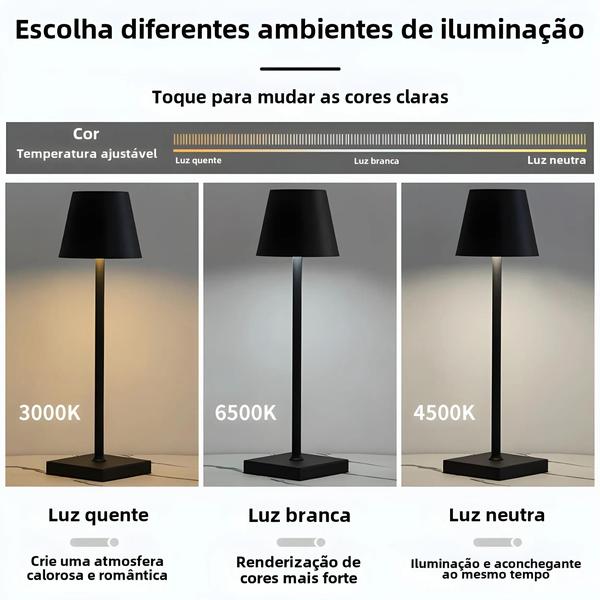 Imagem de Lâmpada De Mesa LED Sem Fio Regulável USB Recarregável Toque Luz Noturna Para Sala De Estudo Barra