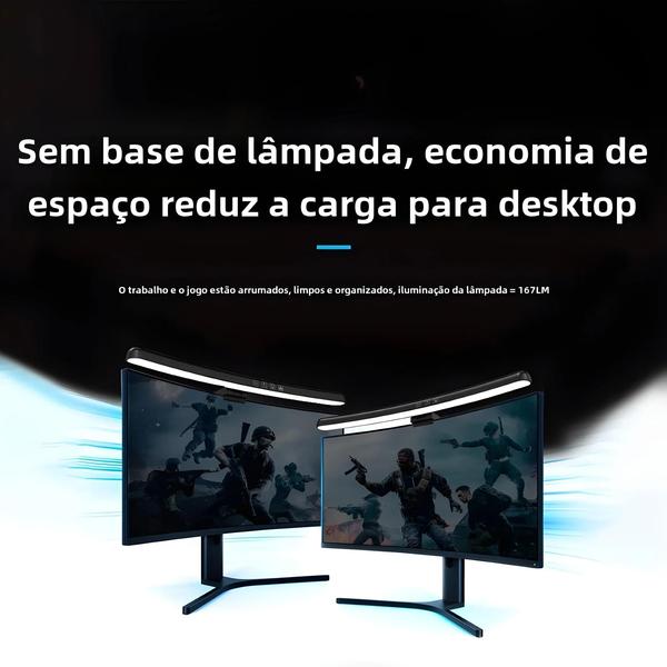 Imagem de Lâmpada de Mesa RGB LED USB com Tela Curvada - Iluminação para Monitor e Jogos