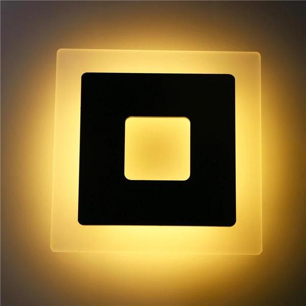 Imagem de Lâmpada de parede de 18W Led Square Acrilic Room Sala de Estar Lâmpada Escadaria Corredor Lâmpada de Parede (Luz Quente)