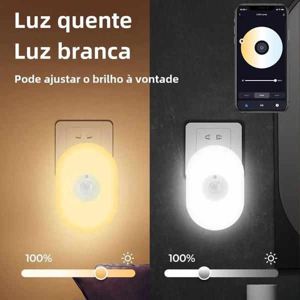 Imagem de Lâmpada de Parede LED Inteligente Wi-Fi com Sensor de Movimento - Luz Noturna RGB - Branco Quente - Controle via App