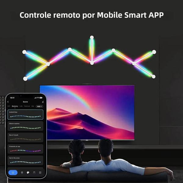 Imagem de Lâmpada de Parede LED RGB WiFi Inteligente - Controle via App, Sincronização Musical e Backlight para TV