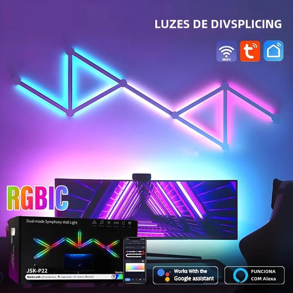 Imagem de Lâmpada de Parede LED RGB WiFi Inteligente - Controle via App, Sincronização Musical e Backlight para TV