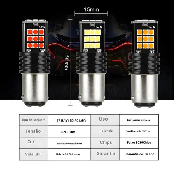 Imagem de Lâmpada de Sinalização de Carro LED 1157 P21/5W Bay15d - 2 Peças 12V - Canbus