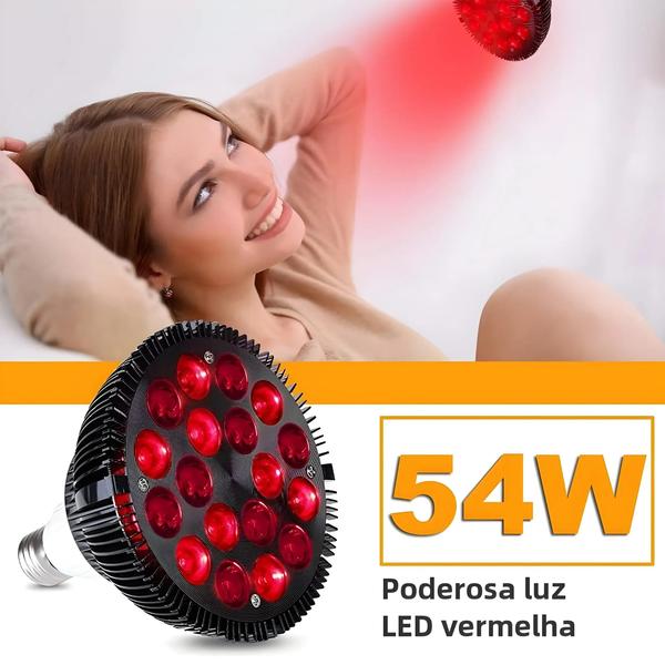 Lâmpada de Terapia com Luz Vermelha 54W (660nm e 850nm) - Alívio da Dor Imagem de Lâmpada de Terapia com Luz Vermelha 54W (660nm e 850nm) - Alívio da Dor