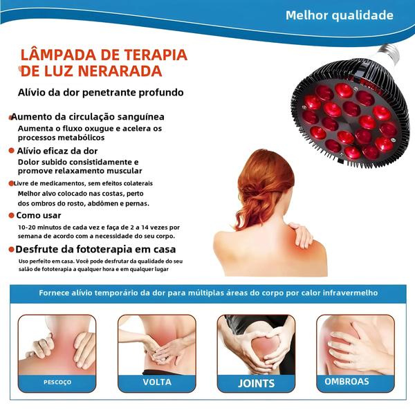 Lâmpada de Terapia com Luz Vermelha 54W (660nm e 850nm) - Alívio da Dor Imagem de Lâmpada de Terapia com Luz Vermelha 54W (660nm e 850nm) - Alívio da Dor