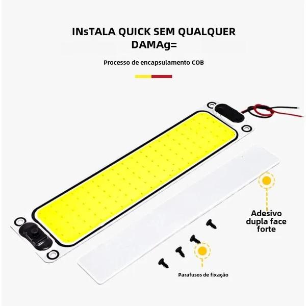 Imagem de Lâmpada de Teto LED 12-24V para Carro - Com Faixa de Luz de Leitura e Interruptor