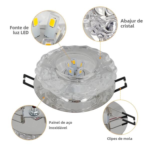 Imagem de Lâmpada de Teto LED com Cristal - Ideal para Sala de Estar, Corredor e Varanda