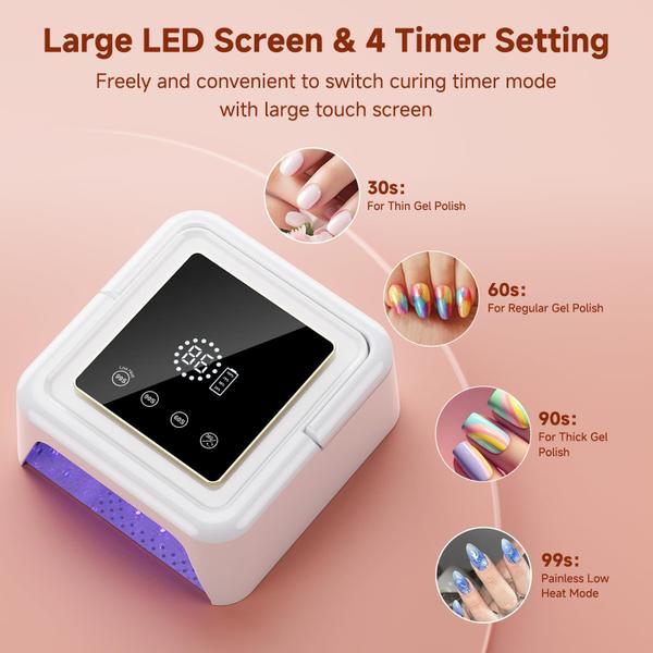 Lâmpada de unhas UV Meremit 108W sem fio com 36 esferas e modos de 4 temporizadores Imagem de Lâmpada de unhas UV Meremit 108W sem fio com 36 esferas e modos de 4 temporizadores
