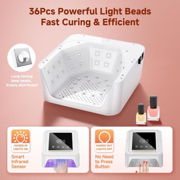 Lâmpada de unhas UV Meremit 108W sem fio com 36 esferas e modos de 4 temporizadores Imagem de Lâmpada de unhas UV Meremit 108W sem fio com 36 esferas e modos de 4 temporizadores