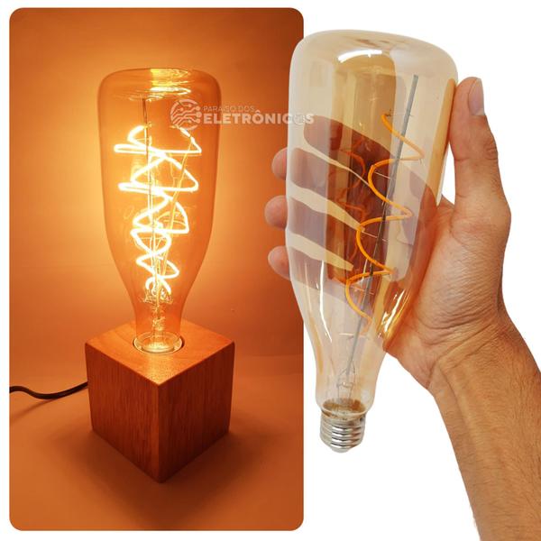 Lâmpada Decorativa Formato Garrafa Retrô Com Led 4w Base Soquete E27 61522 - Embu LED Imagem de Lâmpada Decorativa Formato Garrafa Retrô Com Led 4w Base Soquete E27 61522
