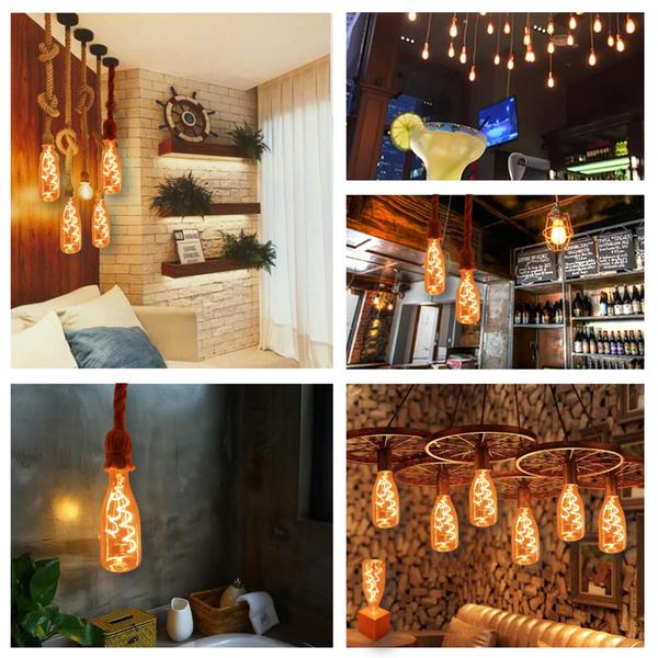 Lâmpada Decorativa Formato Garrafa Retrô Com Led 4w Base Soquete E27 61522 - Embu LED Imagem de Lâmpada Decorativa Formato Garrafa Retrô Com Led 4w Base Soquete E27 61522