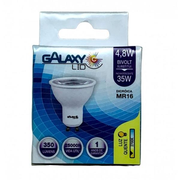 Imagem de Lampada dicroica mr16 led 4,8w bivolt gu10 2700k galaxy