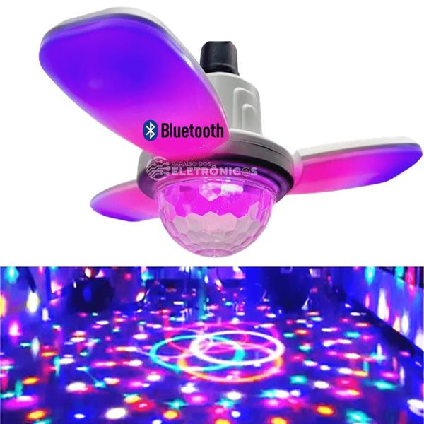 Imagem de Lâmpada Dobrável Led Efeito RGB e Branca Alto-falante Bluetooth Toca Som Bivolt LEY2156