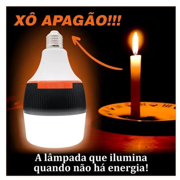 Imagem de Lampada Emergência Led 30W Com Bateria recarregável Com Bocal Inteligente Liga-Desliga