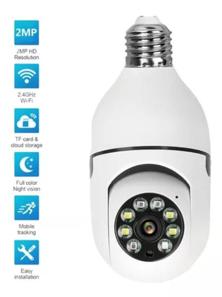 Lâmpada Espiã Câmera Ip 360 Hd Led Wifi - Rhos Imagem de Lâmpada Espiã Câmera Ip 360 Hd Led Wifi