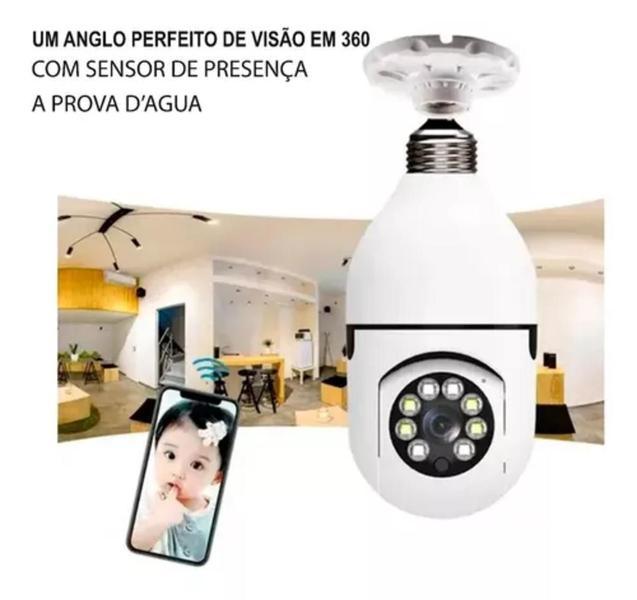 Lâmpada Espiã Câmera Ip 360 Hd Led Wifi - Rhos Imagem de Lâmpada Espiã Câmera Ip 360 Hd Led Wifi