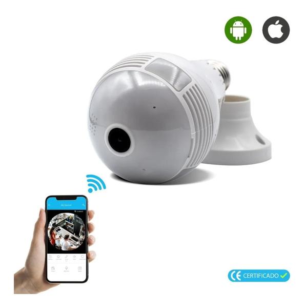 Imagem de Lâmpada Espiã Câmera Ip 360º Hd Led Wifi Panorâmica